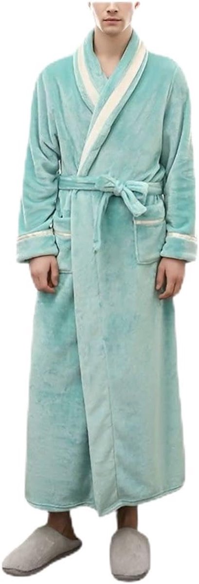 Zachte Kamerjas - Warme Badjas - Ontspanning Thuis - Flanellen Stof - Maten Heren Dames - Blauw Groen