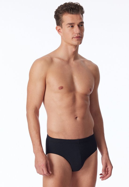 SCHIESSER Cotton Casuals slips (1 paquet) - mini slips pour hommes noirs avec motif - Taille : S