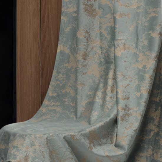 Gordijnen - Verduisterende Gordijnen - Fluweel Gordijnen - Met Gouden Print - Thermische Isolatie Gordijnen - 2 stuks Kant en Klare Gordijnen - Zilvergrijs - B 132 x H 244cm