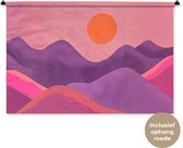 Wandkleed 150x100 cm - Wanddoek Zon - Heuvels - Paars - Abstract - Wandtapijt - Wandkleden