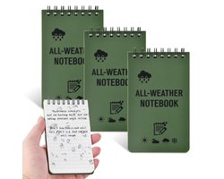 Waterdicht Notitieboek - All-Weather Memo Pads met Topspiraal - Notitieblok All Weather - Mini spiraal notitieboeken - Outdoor notitieblok - Voor Buitenactiviteiten - Waterdicht - Scheurvast - 3 stuks - 7.6 x 12.7 cm