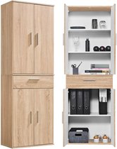 mokebo Opbergkasten Bureaukast 'Der Praktische' (60 x 180 cm) multifunctionele Archiefkast met een lade in grijs betonlook hout