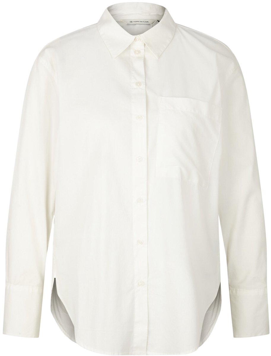 Tom Tailor - Blouse met opgestikte borstzak - Maat 42 - Whisper White