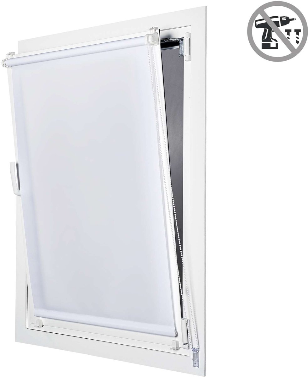 Storesdeco - Doorschijnend EasyFix rolgordijn, rolgordijnen zonder boren Wit, 120x180 cm
