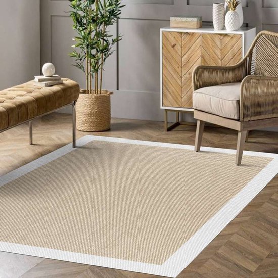 Storesdeco Premium vinyl vloerkleed, wasbaar, antislip en slijtvast - Beige-Wit 80x150 cm — afbeelding 3