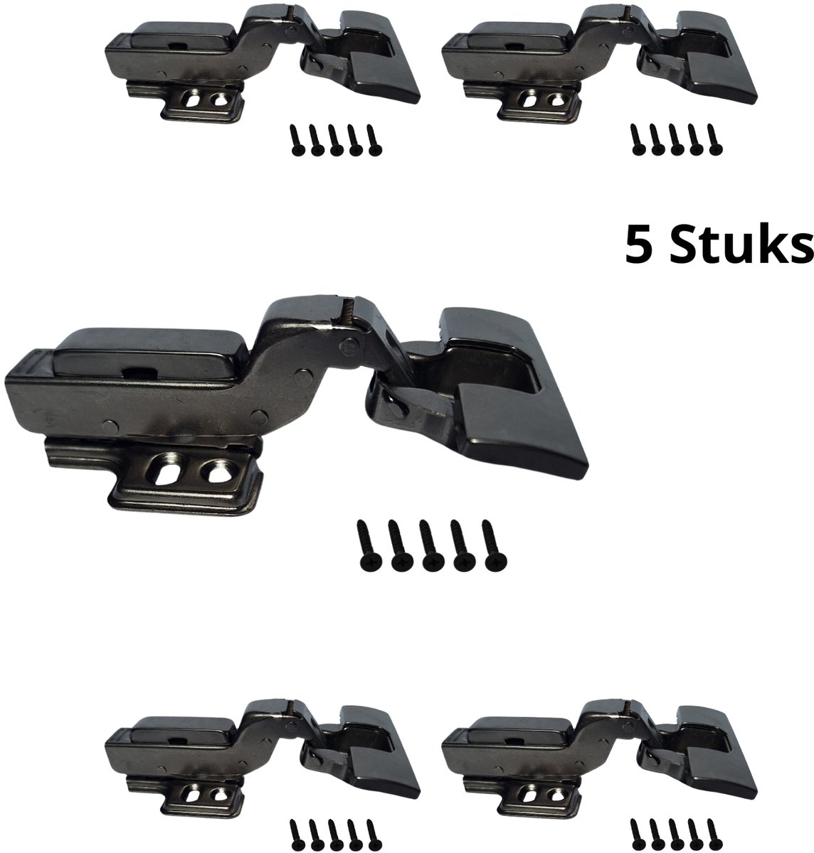 5x Hoexs Softclose Scharnier Voorliggend Zwart 110° | Keukenscharnieren | Stil & Verstelbaar
