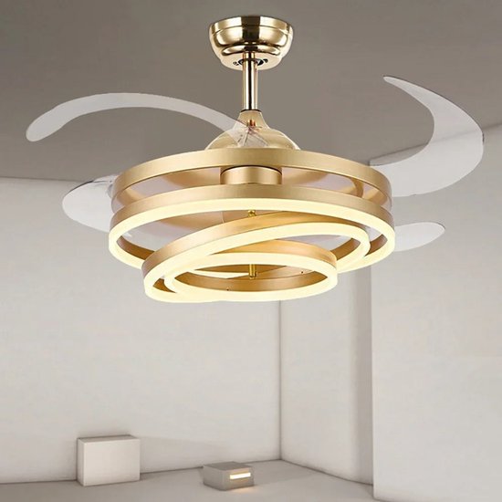 Plafondventilator met verlichting 106 cm goud – stil, energiezuinig, modern design, Livano