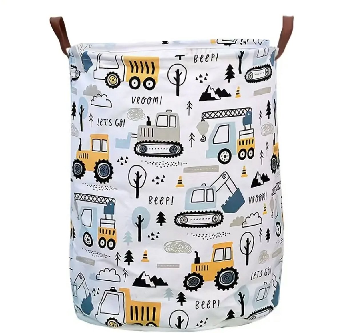 Opvouwbare Was- en Speelgoedmand – Cartoonprint – Waterdicht – Bouwmachines - Auto's - Kinderen 40L