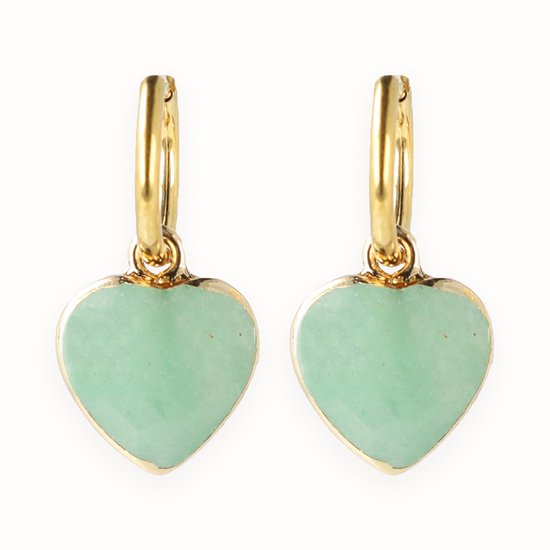 Lajetti - Boucles d'oreilles' Hartjes en aventurine verte en acier inoxydable
