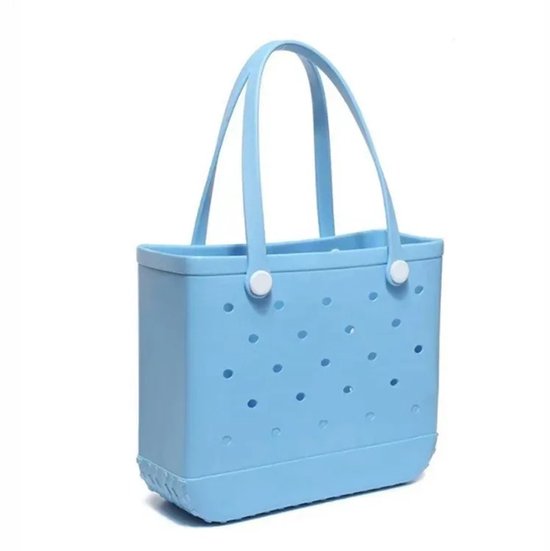 Sorprese Strandtas & Weekendtas - 38x13x31 cm - EVA Waterdicht & Zandproof - Lichtgewicht & Stevig - Lichtblauw - Dames & Heren - Schoudertas - Shopper