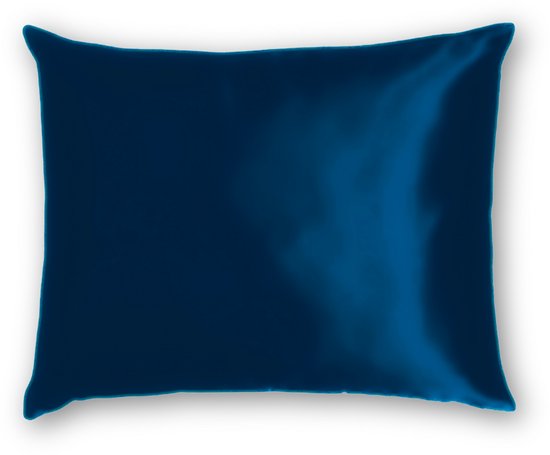 Taie d'oreiller 100 % soie Blauw avec fermeture hôtel - 19 mm - 50 x 60 cm - Taie d'oreiller en soie tissée satinée - Taie d'oreiller en soie satinée - Taie d'oreiller en soie - 50 x 60 cm / Fermeture hôtel