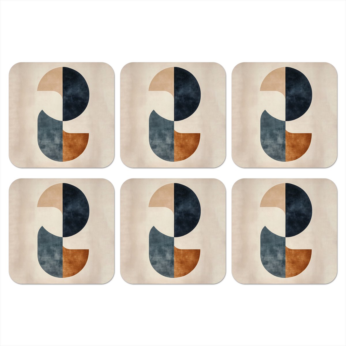 Onderzetters voor glazen - Cirkels - Abstract - Kleurrijk - 10x10 cm - Glasonderzetters - 6 stuks