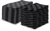 LINNICK Theedoeken en Keukendoeken Set Zwart - set van 20 – Geblokt – Blokdoeken – 100% katoen – 10 Horeca Theedoeken – 65x65cm - 10 Keukendoeken - 50x50cm