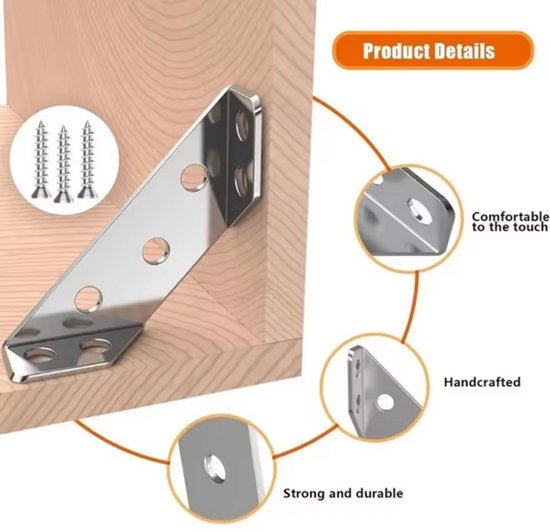 4 équerres D'angle En L Réglables – Supports Métalliques Robustes, Fixation Pour Tous Types D'étagères
