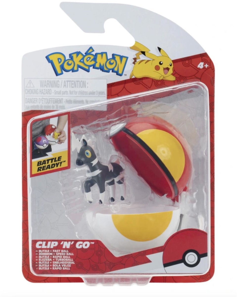 Jazwares Pokémon Clip'n'Go Poké Balls Blitzle & Fast Ball Mini-Figuur