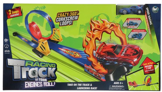 Racebaan + Vlammen en Looping Groot + Auto