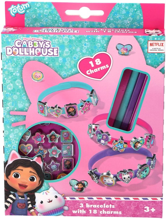 Gabby’s Poppenhuis Totum 3 schuif armbandjes maken met 18 schuifbedels | speelgoed meisjes vanaf 3 jaar Gabby’s Dollhouse cadeautip