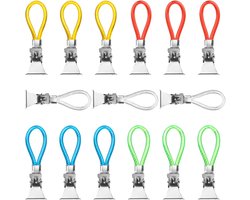 Handdoekhaakjes - 15 stuks - Handdoekclips - Handdoekhaken - Handdoekklemmetjes - Houders - Haken - Klemmetjes - Theedoek - Ophanghaakjes - Voor badkamer en keuken - 5 kleuren