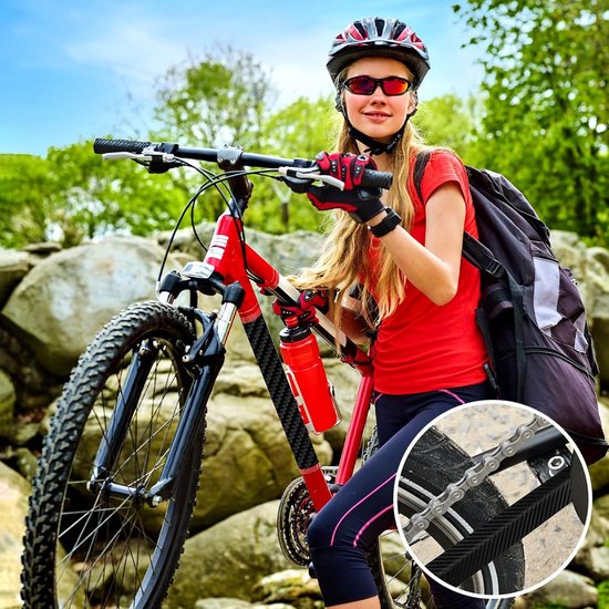 5 stuks fietsframebescherming - carbonstickers - fietskettingsteunstickers - beschermfolie - framebescherming - lakschade - framestickers voor fiets - mountainbike - accessoires voor fietsen van Merkloos	 — afbeelding 3