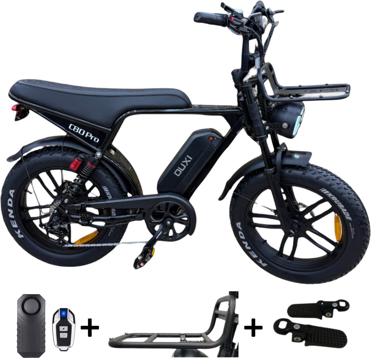 OUXI C80 Pro Fatbike Zwart met Hydraulische Rem