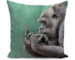 HUASHUZI kussenhoes 40 x 40 cm kussen gorilla grappig groen decoratie cadeaus voor bankkussens kussenhoezen decoratieve kussens bankkussens kussenhoes bank slaapkamer woonkamer kamer decoratieve kussens