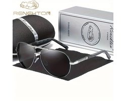 K&R Ventures® Piloten Zonnebril – Gepolariseerd – Unisex Dames & Heren – Grijs Frame & Grijze Glazen – Luxe Cadeaupakket met Etui & Doekje – UV400 Bescherming – Stijlvolle Aviator Bril