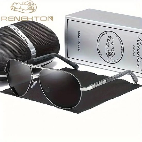Lunettes de soleil K&R - Lunettes de soleil aviateur - Polarisées - Femme/Homme - Unisexe - Avec coffret cadeau complet - Monture et verres gris