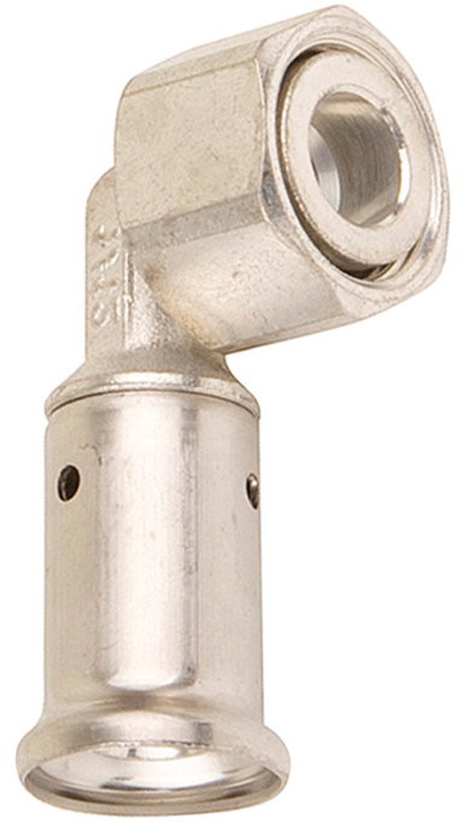 Henco - overgangsknie 90� - pers x wartel - 16mm x 1/2 - RVS