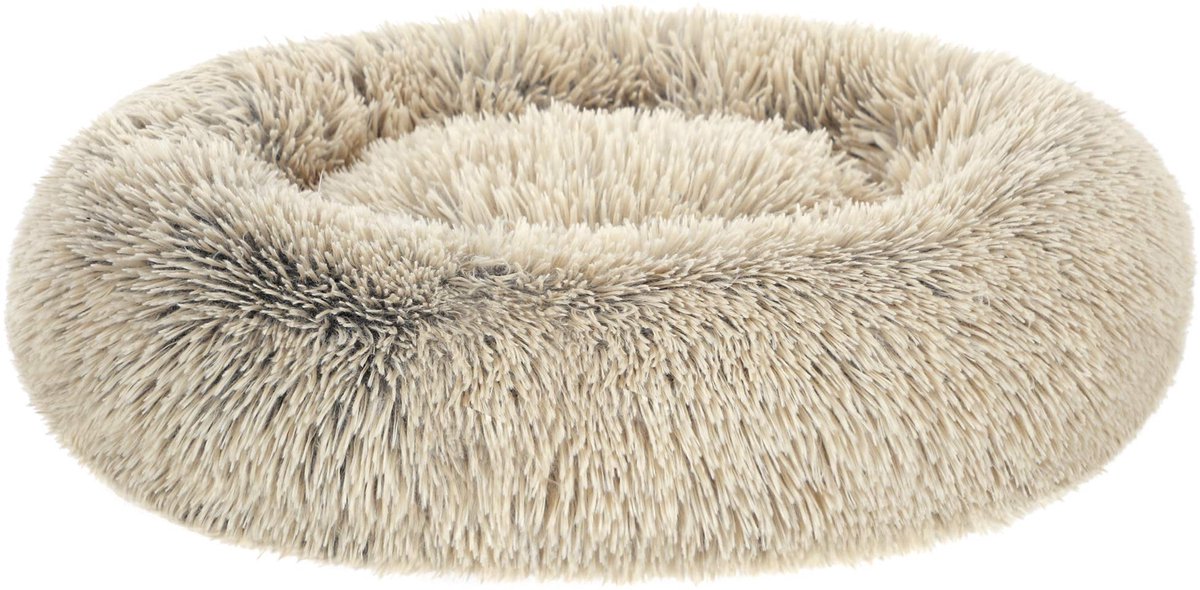 Feandrea Fluffy Hondenbed, Kattenbed, Donutkussen, Wasbaar, Uitneembare Middenvulling, Lange Pluche, Diameter 70 cm, Ombre-Khaki PGW039S01