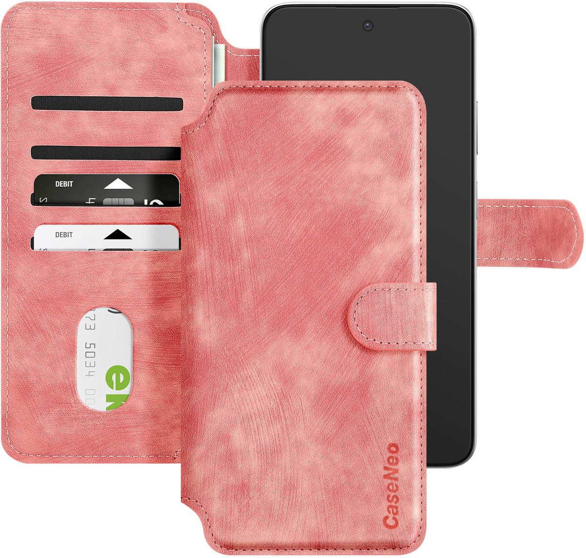 Avizar MagSafe hoesje voor smartphone tot 6,4 inch portemonnee-ondersteuning, Lichtroze