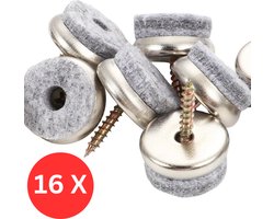 Opulfy - Stoelpoot Beschermers met Schroef - Stoelpootdoppen - Anti-Kras Viltjes Stoelpoten - Vilt - Viltglijders stoelen - Meubelvilt - 16 stuks