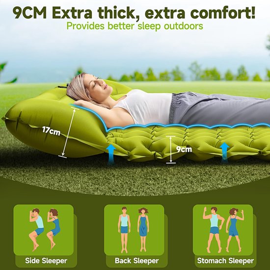 Unyqoos® Comfortabel en Ruim Zelfopblazend Campingmatras voor Twee Personen, Ideaal voor Outdoor Avonturen — afbeelding 2