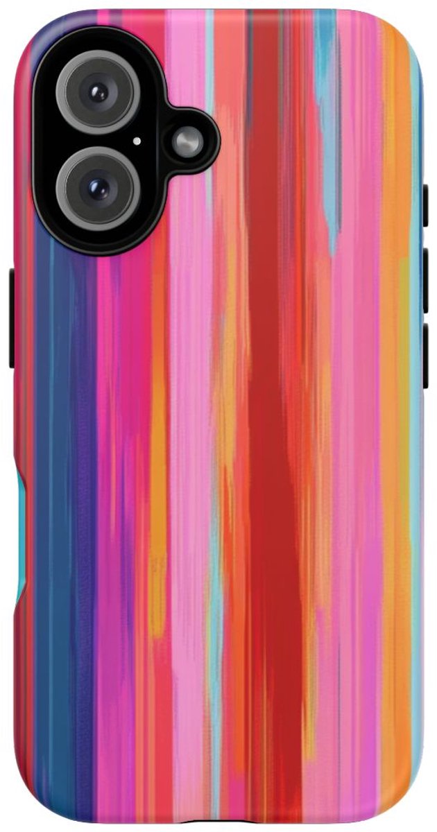 Levendige Verticale Strepen Abstracte Kunst – Telefoonhoesje Geschikt voor iPhone 16
