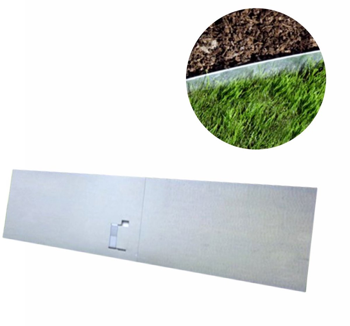 Borderrand metaal 18,5 cm x 120 cm één kleur | Gazonrand | Kantopsluiting, kleur: zonder kleur