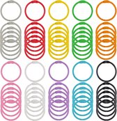60 stuks - ringbanden - 30 mm - sleutelhanger - kleurrijke metalen boekringen - metalen organizerring - bindring - voor scrapbooking, album, knutselen - voor organisatie en binding van losse kaarten en recepten - 10 kleuren