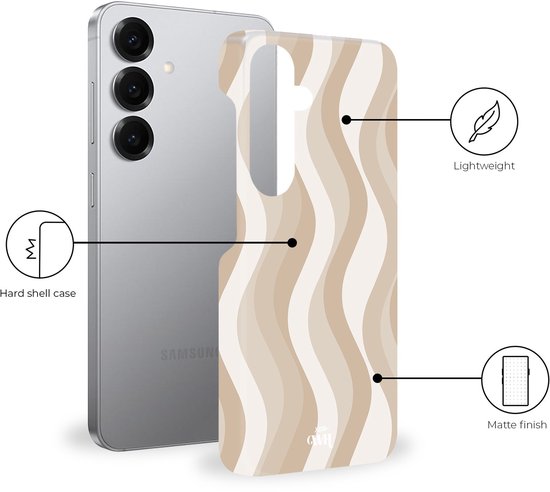 xoxo Wildhearts Minimal Nude - Coque monocouche pour Samsung Galaxy S23 - Coque en Siliconen avec imprimé - Coque arrière rigide - Coque rigide - Imprimé vague - Motif ondulé - Beige / Crème / Wit