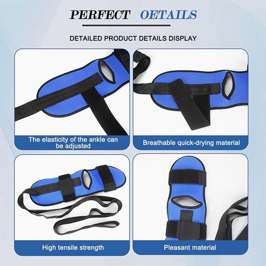 Yoga Stretching Strap - Beenstrekkerband - Fascia Stretcher - Unisex - Verlichting van Plantaire Fasciitis - Geschikt voor Fysiotherapie, Verlichting van Plantaire Fasciitis, Pilates, Dans, Gymnastiek - Blauw van Merkloos — afbeelding 2