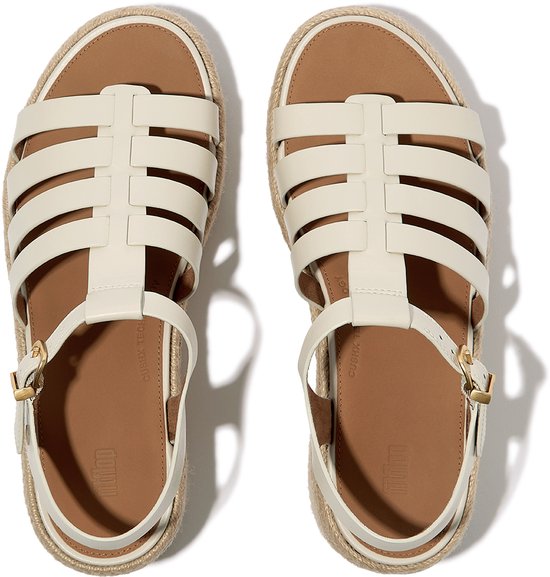 Espadrilles à plateforme FitFlop . Sandales compensées style pêcheur en cuir beige - Taille 42