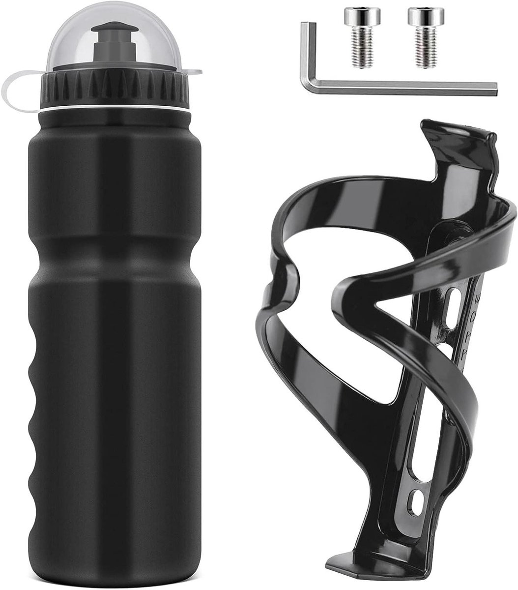 Allecto Plus - Fietsfleshouder met BPA-vrije fles - Flessenhouder voor fietsen - 750 ml - Lichtgewicht en essentieel voor racefietsen en mountainbikes - Inclusief vanghaak