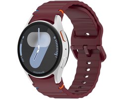 FFO2World Siliconen Wave bandje - Wijnrood - Geschikt voor Samsung Galaxy Watch 7 (40 & 44mm) / Galaxy Watch 6 (Classic) / Galaxy Watch 5 (Pro) / Galaxy Watch 4 (Classic)