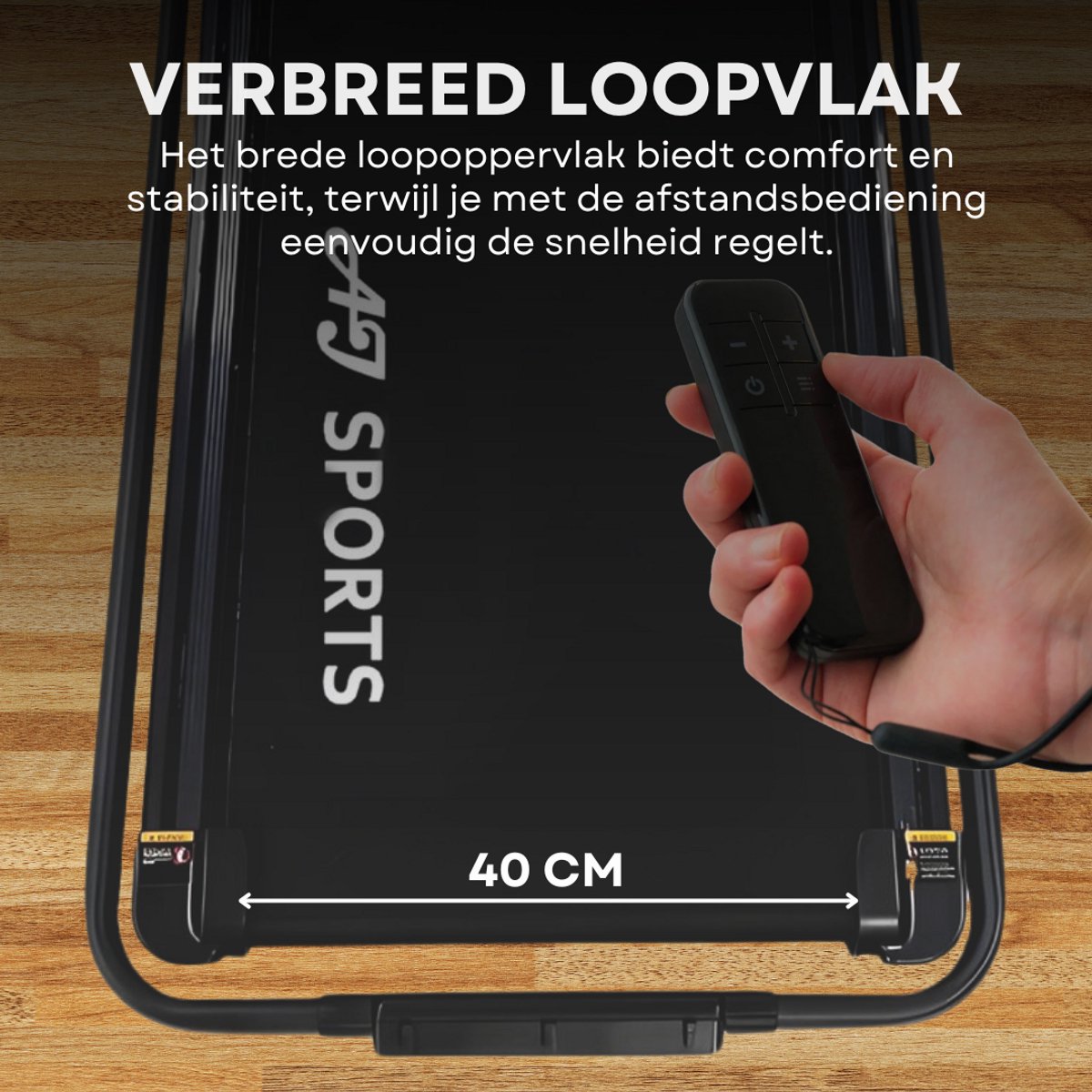 Afbeelding 3 van AJ-Sports Loopband - Hardloopband - Walking pad - Wandelband - Treadmill - 0-12 km/u - Extra Krachtige 2.0 PK Motor - Inklapbaar - Hartslagfunctie - 12 Programma's - 99% Voorgemonteerd - De perfecte Loopband voor onder het Bureau - Fitness - Hyrox