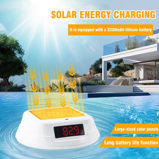 Digitale Zwembadthermometer op Zonne-energie - Waterdichte Temperatuurmeter met LED Display, Kinderslot & Draadloze Sensor - Voor Zwembad, Jacuzzi & Spa van Merkloos — afbeelding 5