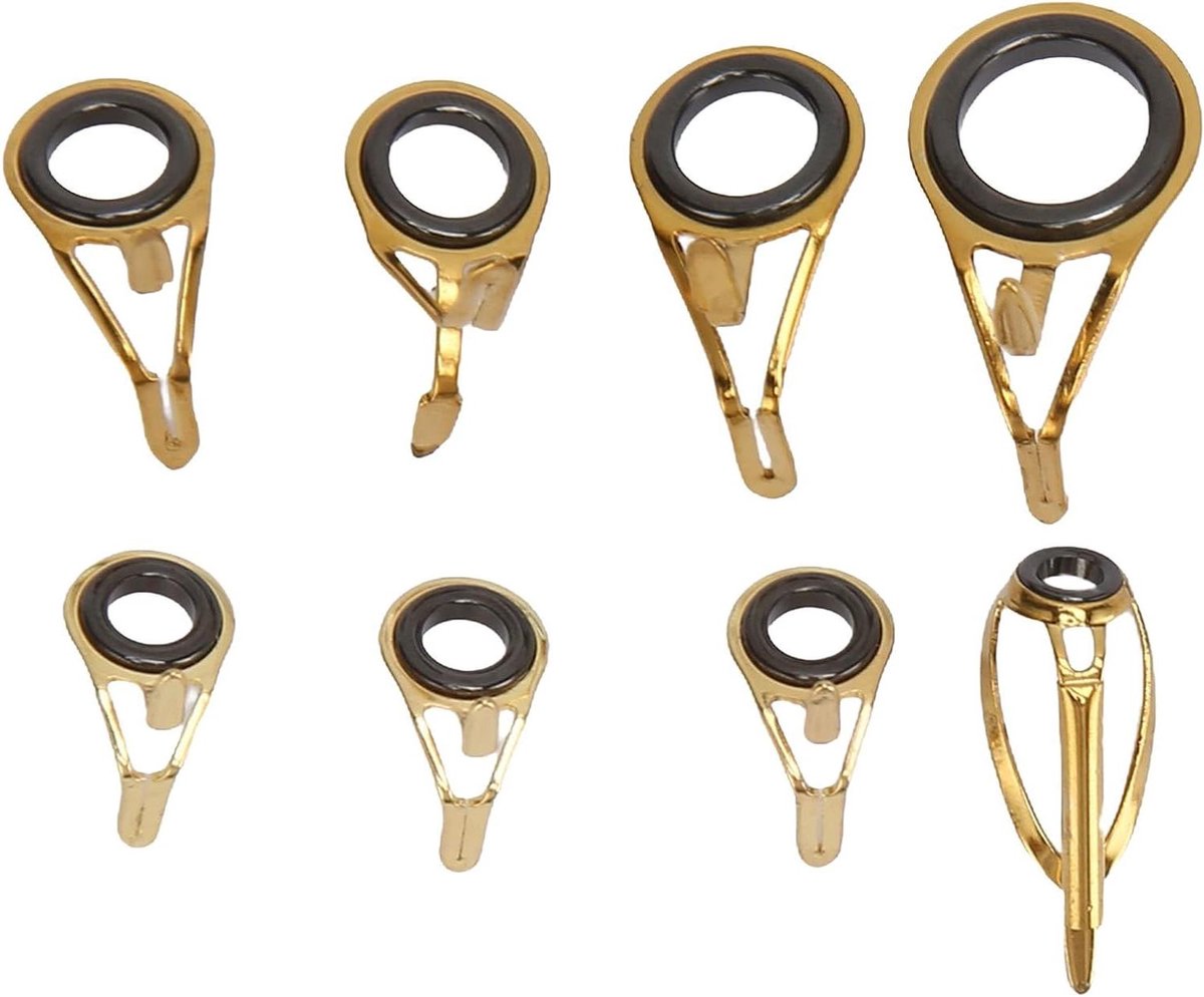 Allecto Plus - Hengel tip reparatie kit, roestvrij staal en keramische ringen, 8 stuks, vislijn reparatie, hengel gids vervanging