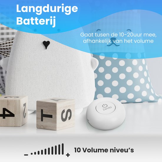 Zevio Go White Noise Machine Baby - Witte Ruis Apparaat - Met Huilsensor - Inclusief Flexibele Ring - Wit — afbeelding 4