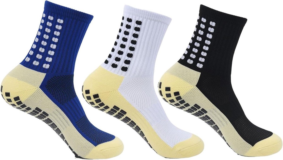 Allecto Plus - Voetbalsokken voor kinderen | Antislip gripsokken voor hardlopen en training | Ademende sportsokken voor jongens en meisjes | Set van 3 paar