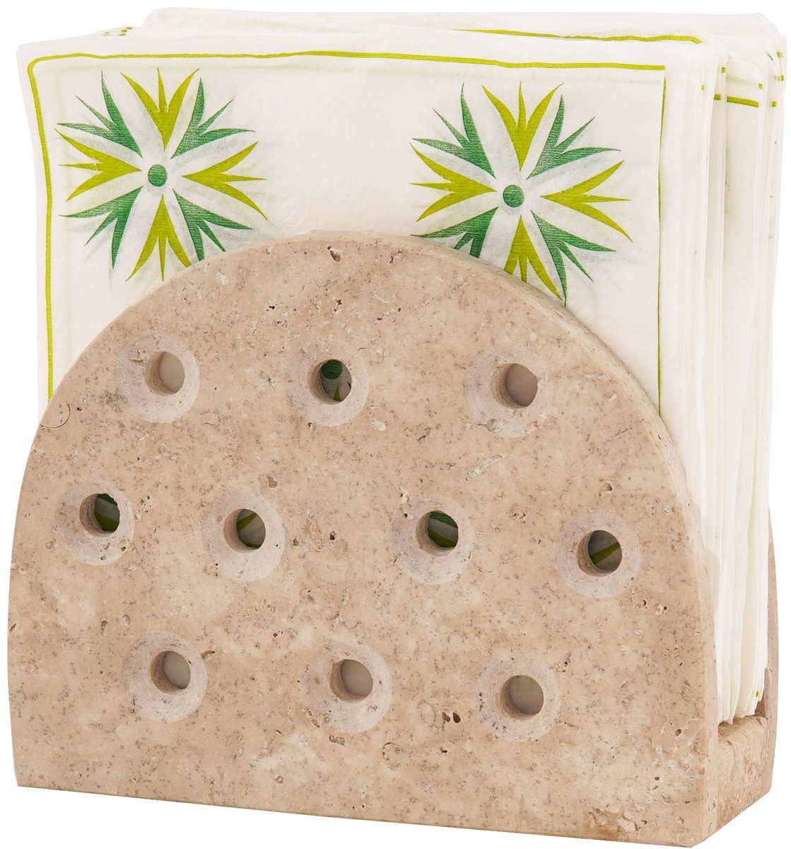 Ibenzoa® Handgemaakte stenen servettenhouder van travertin voor tafel met elegant ontwerp