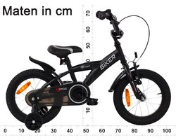 2Cycle Biker kinderfiets 14 inch (3 tot 5 jaar) voor jongens zwart