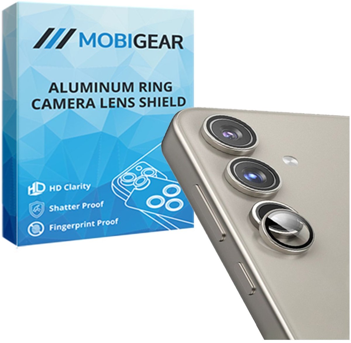 Mobigear Screenprotector geschikt voor Samsung Galaxy S24 Plus Glazen | Mobigear Single Camera Lens Protector - Case Friendly - Grijs