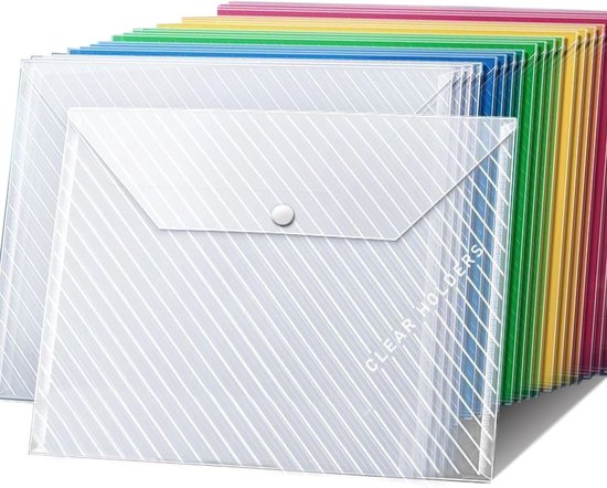 10 documententassen A5, 23 x 18 cm, omslagmappen, documentenmap, zichtvakken, klittenbandsluiting, labeltas, waterdichte verzamelmappen
