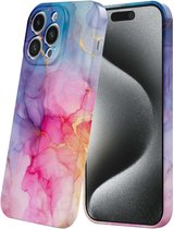 Coque de téléphone Smartphonica pour iPhone 15 Pro avec imprimé marbre arc-en-ciel - Coque souple flexible en TPU - Coque arrière Design marbre Rainbow pour iPhone 15 Pro
